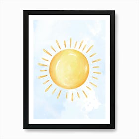 Sun In The Sky watercolor yellow blue Art Print