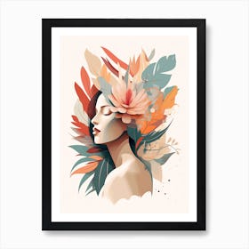 Bloom Body Woman Neutral Colours Boho Style 18 Art Print