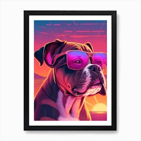 Boxer Dog Sunset Art Print