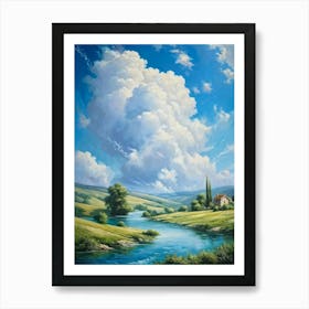 Cumulus Clouds Billowing Gentle Giants Against A Backdrop Of Vivid Azure Sky Tower Over A Varied (5) 1 Art Print