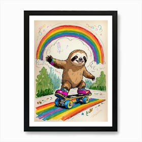 Rainbow Sloth Art Print