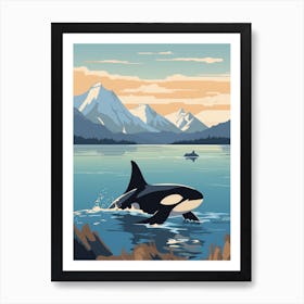 Orca Whale Swimming At Dusk 1 Art Print