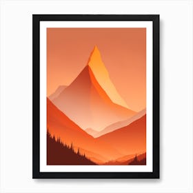 Misty Mountains Vertical Composition In Orange Tone 329 Art Print