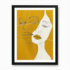 Simplicity Lines Woman Abstract In Yellow 3 Art Print