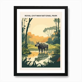 Royal Chitwan National Park Midcentury Travel Poster Art Print