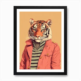 Tiger Illustrations Wearing A Trench Coat 3 Art Print