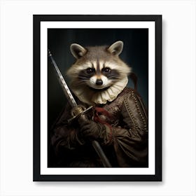 Vintage Portrait Of A Tres Marias Raccoon 2 Art Print