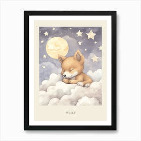 Sleeping Baby Wolf Nursery Poster Art Print