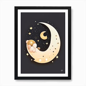 Moon Phase Kawaii Kids Space Art Print