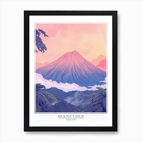 Mount Yasur Vanuatu Color Line Drawing 3 Poster Art Print