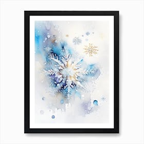 Irregular Snowflakes, Snowflakes, Storybook Watercolours 3 Art Print