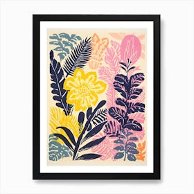 Colourful Botanical Risograph Style 30 Art Print