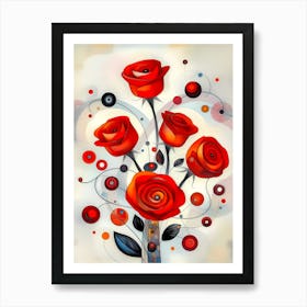 Whispers of Red: A Dance of Roses Art Print