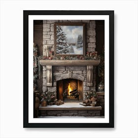 Christmas Fireplace Art Print