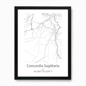 Concordia Sagittaria,Italy Minimalist Map Art Print