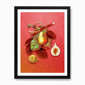 Vintage Common Fig Botanical Art on Fiery Red Art Print