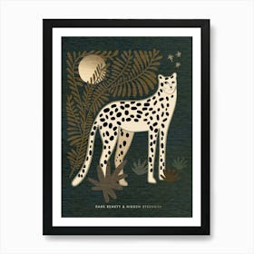 Celestial Leopard in Tropical Moonlight – Dark Beauty Art Print