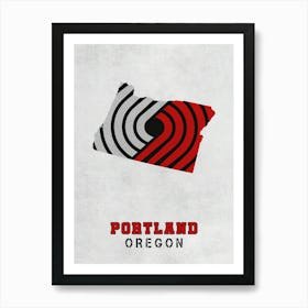 Portland Trail Blazers Portland Oregon State Map Art Print