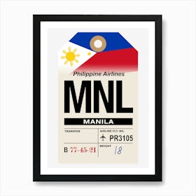 Manila (MNL) Philippines Vintage Airline Luggage Tag Art Print