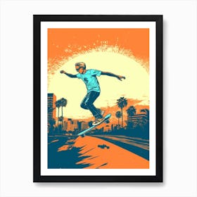 Skateboarding In San Diego, United States Comic Style 3 Art Print