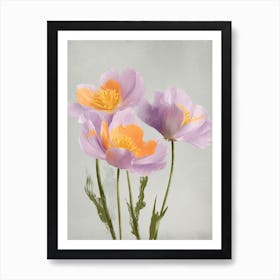 Crocus Flowers Acrylic Painting In Pastel Colours 4 Art Print