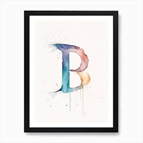 B, Letter, Alphabet Minimalist Watercolour 6 Art Print