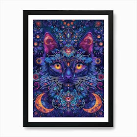 Psychedelic Cat 5 Art Print