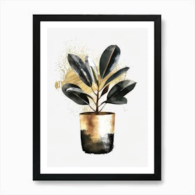 Gold Potted Plant 1 Art Print