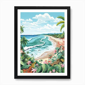 Diamond Beach, Bali, Indonesia, Matisse And Rousseau Style 1 Art Print