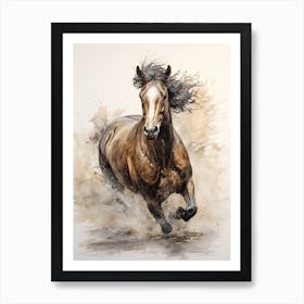 A Horse Painting In The Style Of Wet On Wet Technique4 Art Print