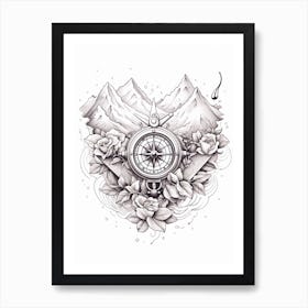 Compass Heart Illustration 1 Art Print