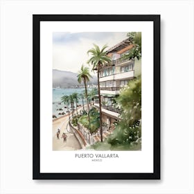 Puerto Vallarta 3 Watercolour Travel Poster Art Print