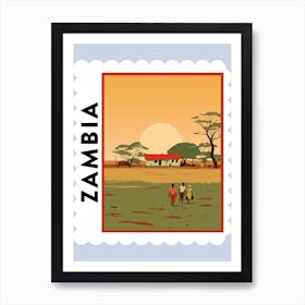 Zambia Travel Stamp Poster Art Print