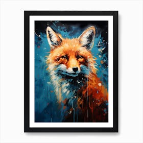 Red Fox Canvas Splat Painting 1 Art Print