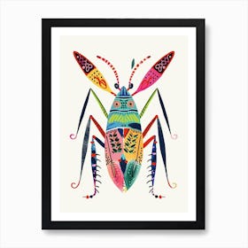 Colourful Insect Illustration Cricket 5 Art Print