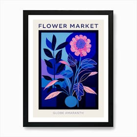 Blue Flower Market Poster Globe Amaranth 2 Art Print