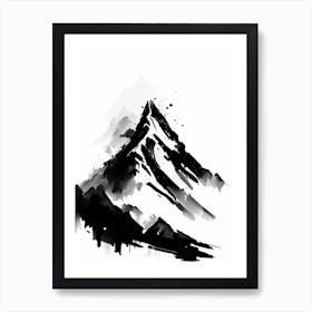 Mountain Peak Symbol Black And White Painting Art Print