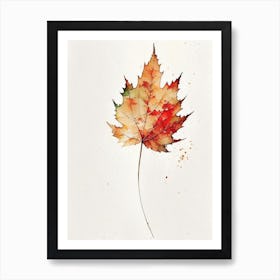 Sugar Maple Leaf Minimalist Watercolour 3 Art Print