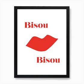 Bisou Bisou Kiss Kiss French Inspired Retro Art Print