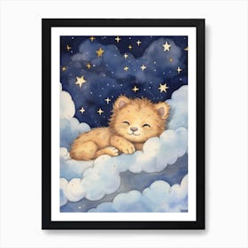 Baby Lion Cub 2 Sleeping In The Clouds Art Print