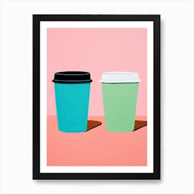 Two Colourful Take Away Coffee Cups Art Print