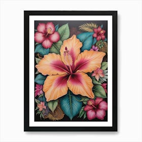 Colorful Malaysia National Flower Hibiscus Art Print