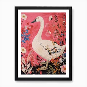 Floral Animal Painting Goose 1 Art Print