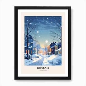 Winter Night  Travel Poster Boston Usa 2 Art Print