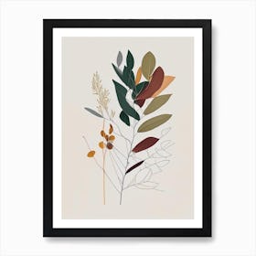 Eucalyptus Spices And Herbs Minimal Line Drawing 1 Art Print