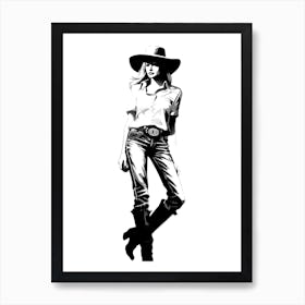 Cowgirl Ink Style 4 Art Print