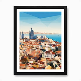 Lisbon, Portugal, Geometric Illustration 3 Art Print