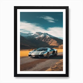 A Lamborghini Aventador In The Andean Crossing Patagonia Illustration 2 Art Print