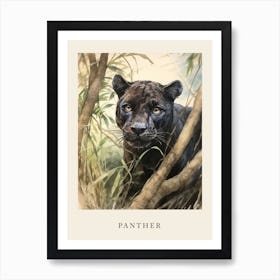 Beatrix Potter Inspired  Animal Watercolour Panther 3 Art Print