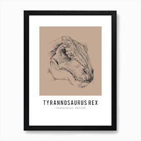 T Rex Drawing, Dinosaur Boys Room Decor Art Print